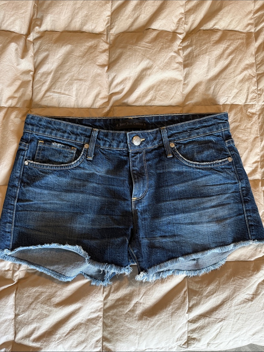 Juicy Couture Dark Blue Denim Mid-Rise Jean Shorts